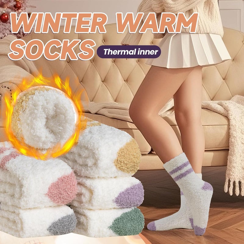 AMENLAN Store Women Fuzzy Slipper Socks Winter Microfiber Soft Cozy Plush Fluffy Socks Warm Comfy Thermal Home Sleeping Socks - Image 2